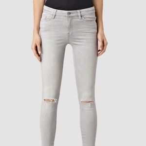 All Saints Light Grey Grace Denim Skinny Jeans